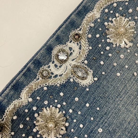 Retro Beaded Low Rise Denim Jeans - Picture 7 of 15